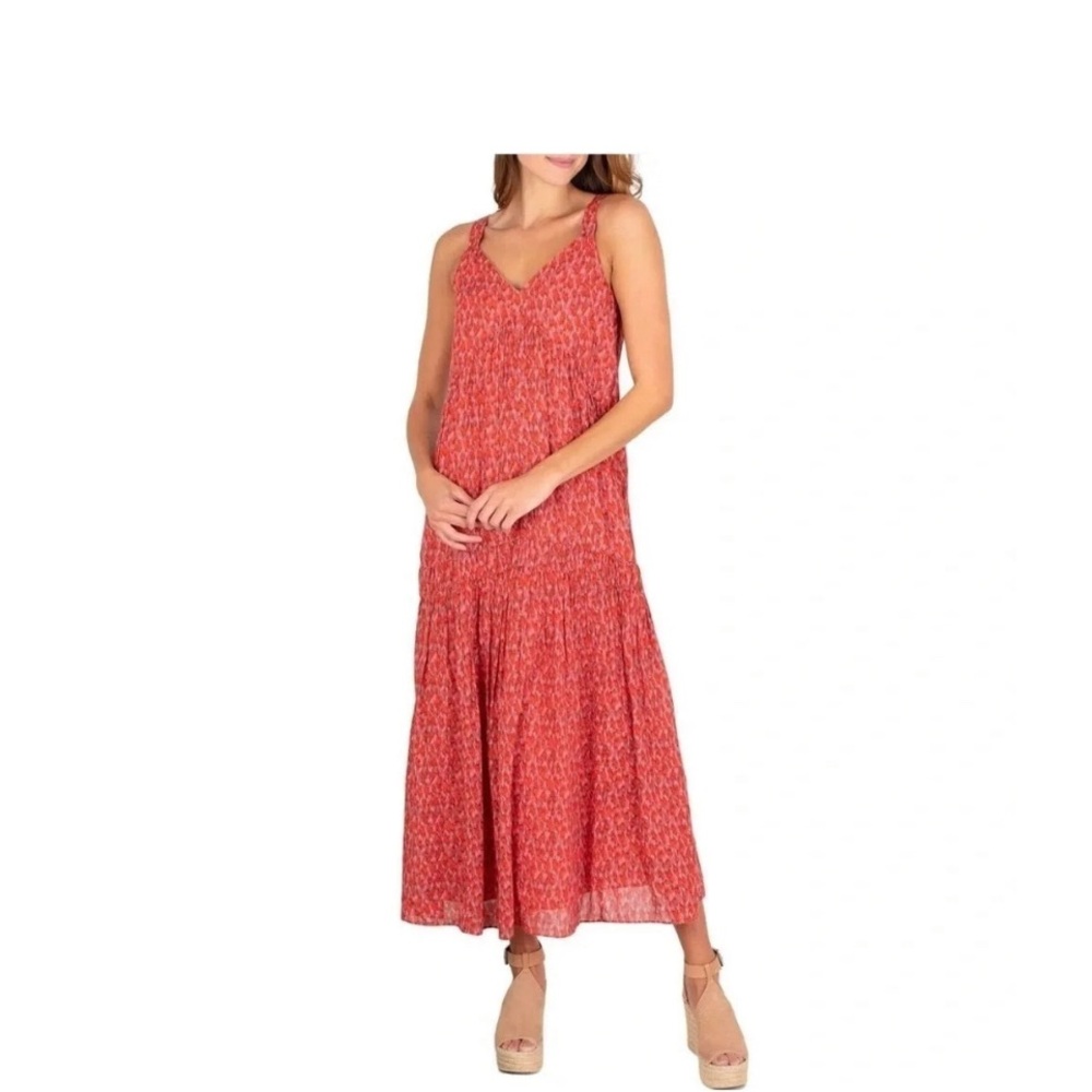 Joie luxe oversized lined cotton sleeveless maxi dress size XL red chic
